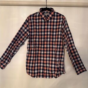 Express Blue and Orange Casual Button Down Shirt